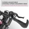 FKZNPJ 20 Inch Kids Mountain Bike for Boys & Girls Ages 7-12 – 7-Speed Gears, Dual Disc Brakes, Shock Absorber Front Fork, LED Light – Silver & Pink
