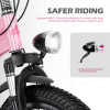 FKZNPJ 20 Inch Kids Mountain Bike for Boys & Girls Ages 7-12 – 7-Speed Gears, Dual Disc Brakes, Shock Absorber Front Fork, LED Light – Silver & Pink