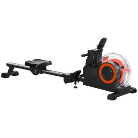 Foldable Rower Machine, Water Rowing Machine with Wheels, LCD Monitor and Tablet Holder for Cardio Training, Red (Option: Red-970x330x580 mm)