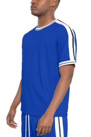 STRIPED TAPE SHORT SLEEVE TSHIRT (Color: ROYAL, size: 2XL)