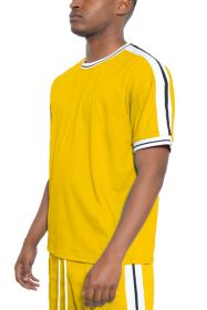 STRIPED TAPE SHORT SLEEVE TSHIRT (Color: Yellow, size: 2XL)