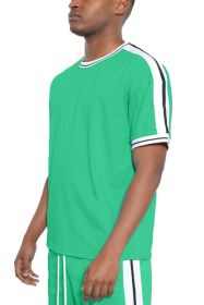 STRIPED TAPE SHORT SLEEVE TSHIRT (Color: JADE, size: M)