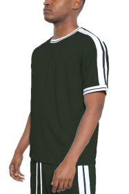 STRIPED TAPE SHORT SLEEVE TSHIRT (Color: OLIVE, size: L)