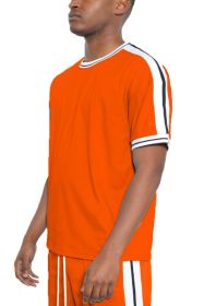 STRIPED TAPE SHORT SLEEVE TSHIRT (Color: Orange, size: 2XL)