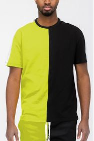 TWO TONE COLOR BLOCK SHORT SLEEVE TSHIRT (Color: SKY BLACK, size: S)