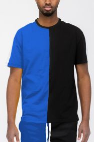 TWO TONE COLOR BLOCK SHORT SLEEVE TSHIRT (Color: RED BLACK, size: S)