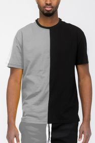 TWO TONE COLOR BLOCK SHORT SLEEVE TSHIRT (Color: YELLOW BLACK, size: L)