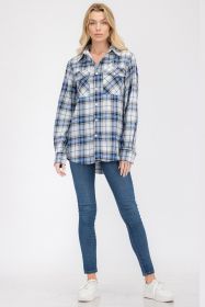 Regular Fit Checker Plaid Flannel Long Sleeve (Color: WHITE SKY, size: M)