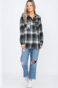Regular Fit Checker Plaid Flannel Long Sleeve (Color: BLACK GREY, size: 3XL)