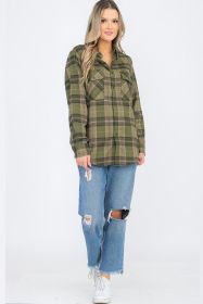 Regular Fit Checker Plaid Flannel Long Sleeve (Color: OLIVE SAND, size: 2XL)