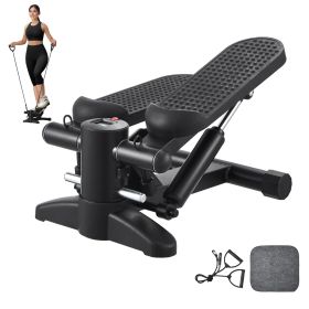 Stair Stepper, Mini Stepper for Exercise at Home, Hydraulic Fitness Stepper with Resistance Bands, Full Body Workout Cardio Equipment (Stride Adjustable or Not: No, Motion Mode: Up and Down Motion)