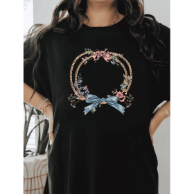 Casual Women's Cotton T-Shirt with Bow Detail - Trendy and Comfortable for Every Season (Style: 336)