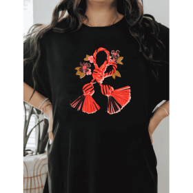 Casual Women's Cotton T-Shirt with Bow Detail - Trendy and Comfortable for Every Season (Style: 38)