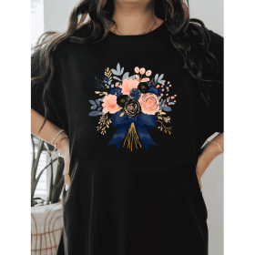 Casual Women's Cotton T-Shirt with Bow Detail - Trendy and Comfortable for Every Season (Style: 342)