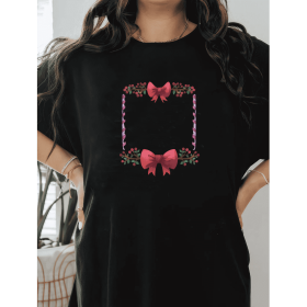 Casual Women's Cotton T-Shirt with Bow Detail - Trendy and Comfortable for Every Season (Style: 312)
