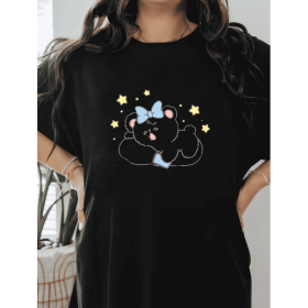 Casual Women's Cotton T-Shirt with Bow Detail - Trendy and Comfortable for Every Season (Style: 354)