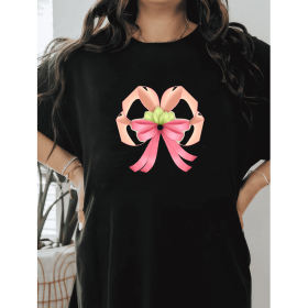 Casual Women's Cotton T-Shirt with Bow Detail - Trendy and Comfortable for Every Season (Style: 116)