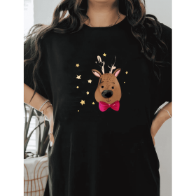 Casual Women's Cotton T-Shirt with Bow Detail - Trendy and Comfortable for Every Season (Style: 113)