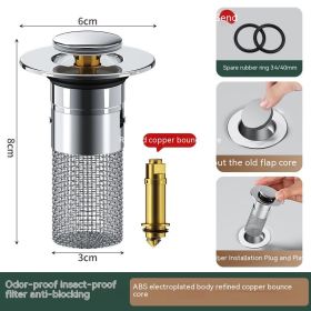 Long Pop-Up Sink Drains Filter Bathroom Press Bounce Basin Plug Stopper Wash Basin Hair Catcher Sink Strainer Kitchen Supplies (Option: A-1PCS)